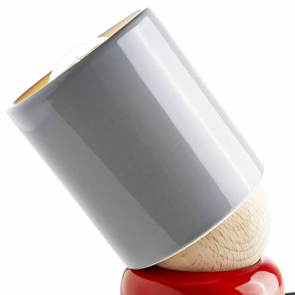 Lampada moderna da tavolo ceramica e legno di faggio made Italy Asia Viadurini