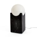 Lampada Rettangolare con Sfera Bianca e Base in Marmo Made in Italy - Koshi