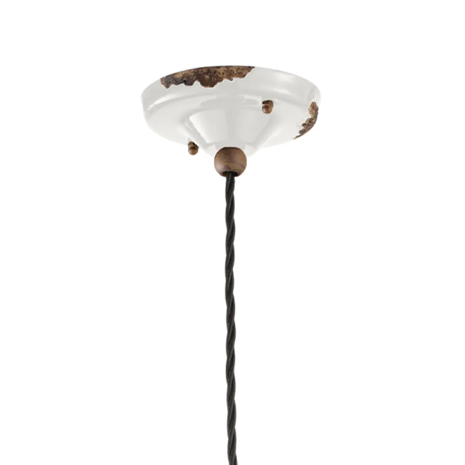 Lampada Sospensione Design Industriale in Ferro, Vetro e Ceramica - Urban Viadurini