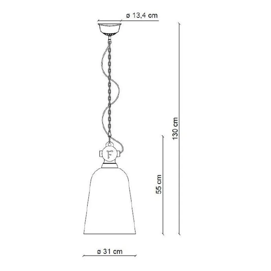 Lampada Sospensione Industriale Fatta a Mano Ferro e Ceramica - Industrial Viadurini