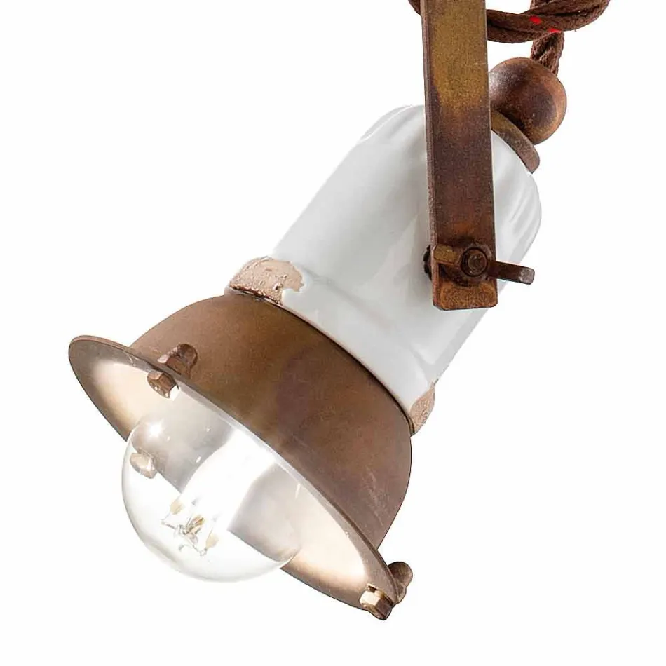 Lampada sospensione orientabile in ceramica e metallo Alayna Ferroluce Viadurini