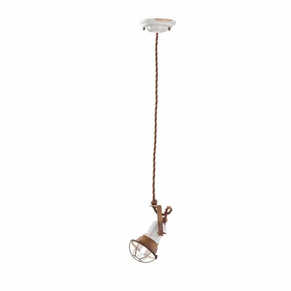 Lampada sospensione orientabile in ceramica e metallo Alayna Ferroluce Viadurini