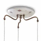 Lampada Sospesa 3 Luci in Ferro e Ceramica Dipinta a Mano Vintage - Chieti Viadurini