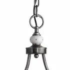 Lampada Sospesa a 2 Luci in Ceramica Dipinta a Mano e Ferro Design - Asti Viadurini