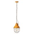 Lampada Sospesa Artigianale in Ferro e Ceramica con Griglia - Industrial