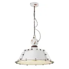 Lampada Sospesa Artigianale Industriale in Ferro e Ceramica - Industrial Viadurini
