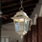 Lampada Sospesa da Esterno in Alluminio Bianco e Decoro a Mano - Gorizia Viadurini