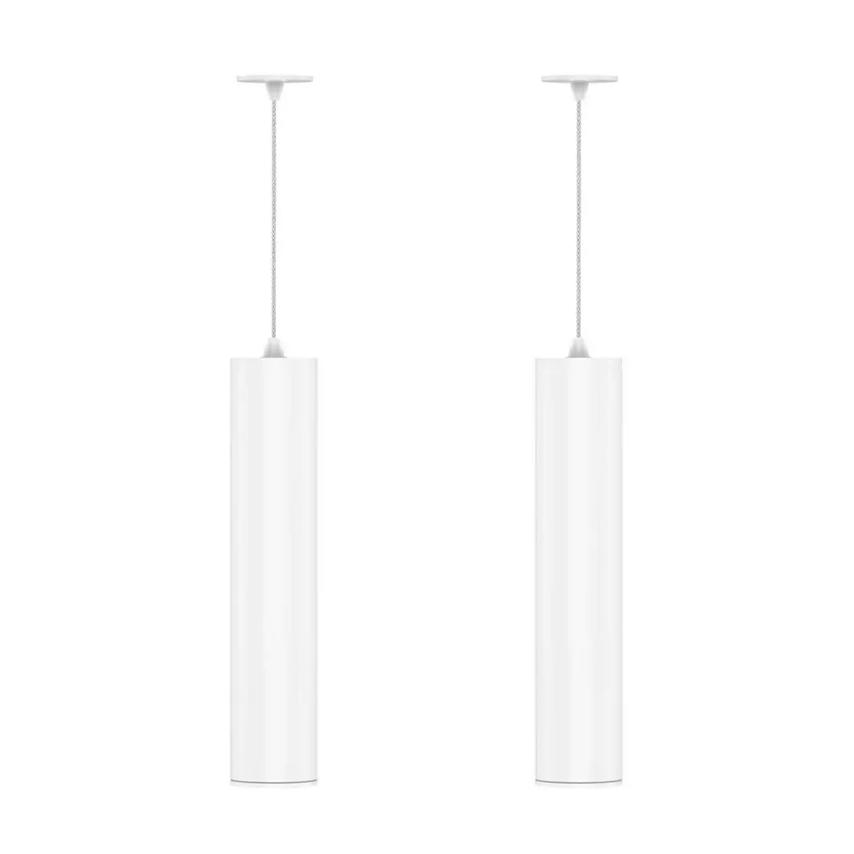 Lampada Sospesa da Incasso in Alluminio Bianco o Nero, 2 Pezzi - Rebolla Viadurini
