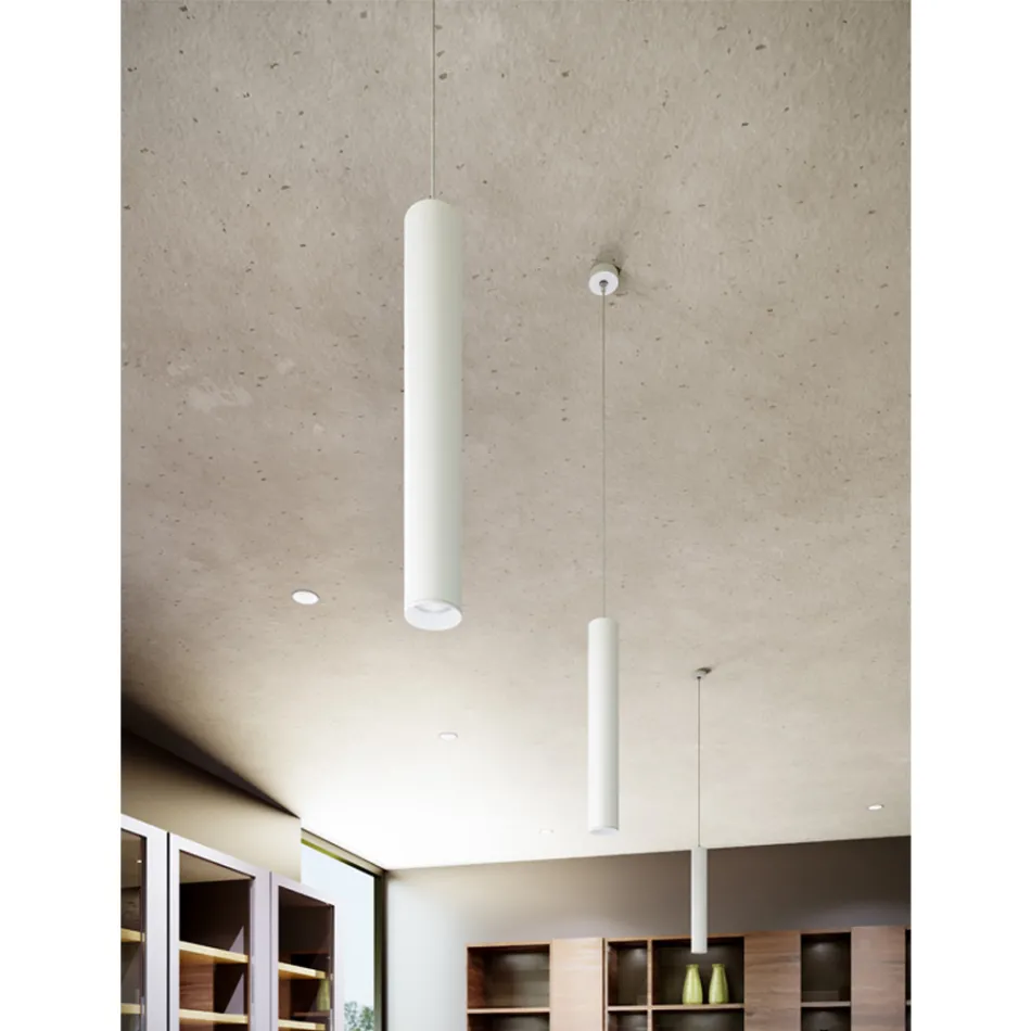 Lampada Sospesa Decorativa in Alluminio Bianco o Nero, 2 Pezzi - Rebolla Viadurini