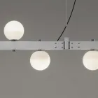 Lampada Sospesa Design Alluminio Bianco con Sfere Vetro e Faretti - Esodo Viadurini