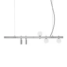 Lampada Sospesa Design Alluminio Bianco con Sfere Vetro e Faretti - Esodo Viadurini