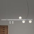Lampada Sospesa Design Alluminio Bianco con Sfere Vetro e Faretti - Esodo