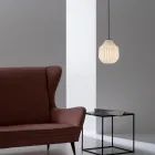 Lampada Sospesa Design Tondeggiante in Vetro Bianco in Filigrana - Caravan Viadurini
