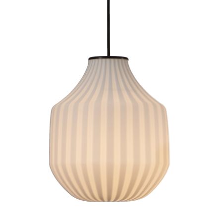 Lampada Sospesa Design Tondeggiante in Vetro Bianco in Filigrana - Caravan Viadurini