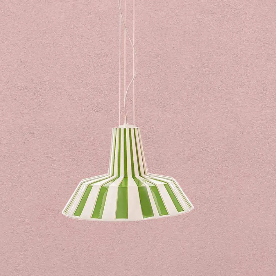 Lampada Sospesa di Design in Ceramica a Righe – Budin Viadurini