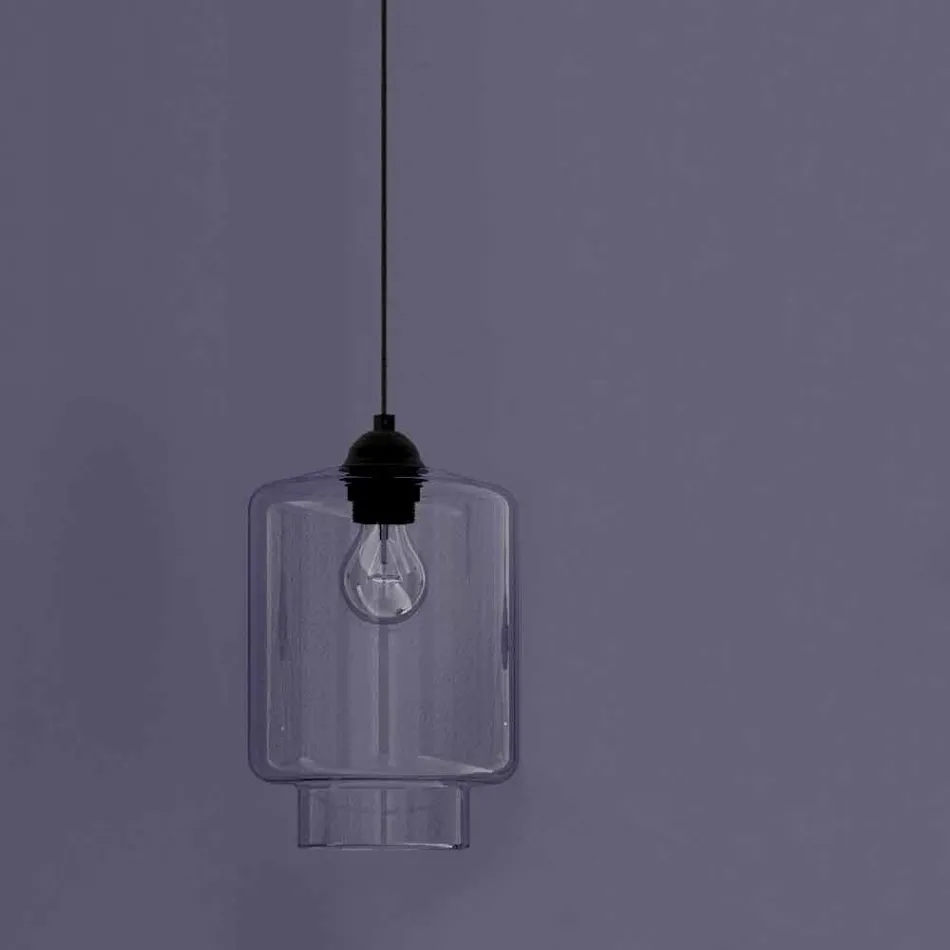 Lampada Sospesa di Design in Metallo e Vetro Trasparente Made in Italy - Clizia Viadurini