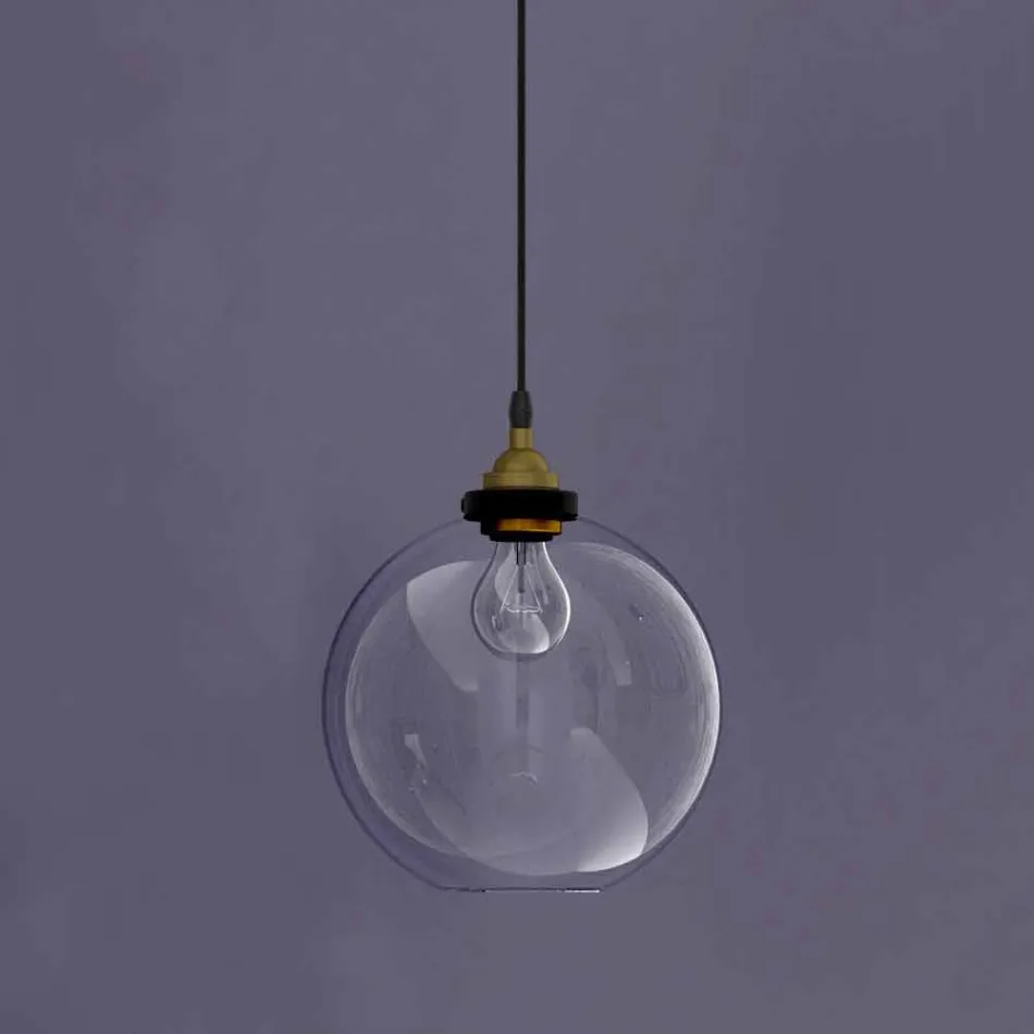 Lampada Sospesa di Design in Metallo e Vetro Trasparente Made in Italy - Clizia Viadurini