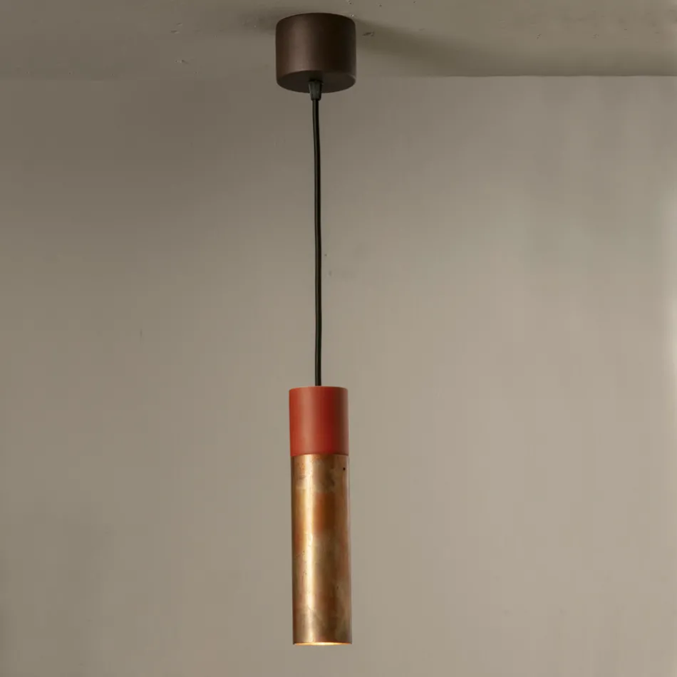 Lampada Sospesa in Ceramica e Rame Realizzata a Mano in Italia - Toscot Match Viadurini