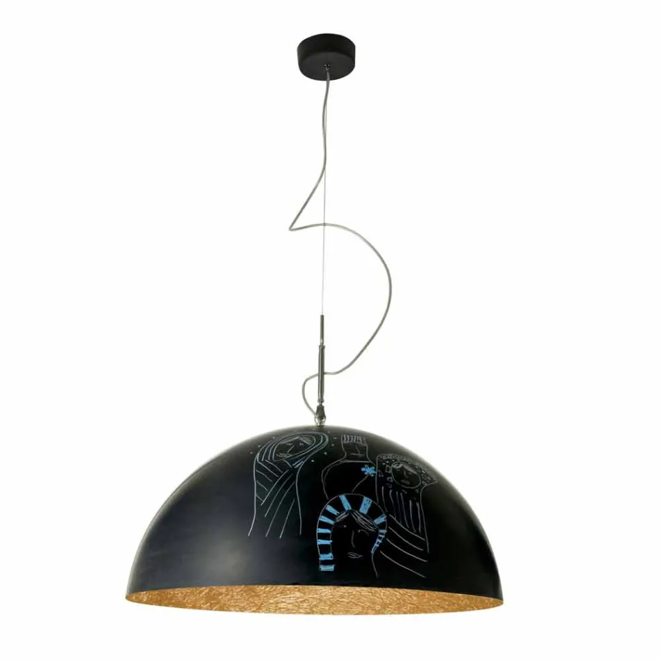 Lampada sospesa in resina In-es.artdesign Mezza Luna Lavagna moderna Viadurini