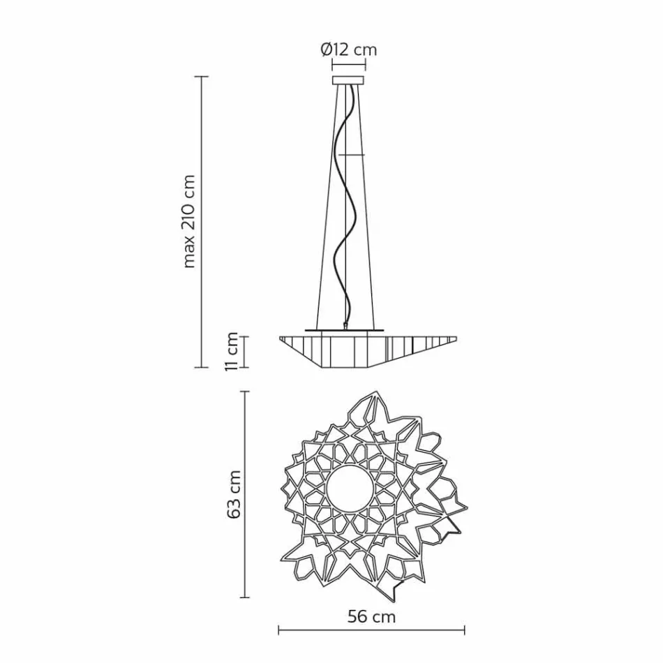 Lampada Sospesa in Tecnopolimero Bianco o Oro Design 2 Dimensioni - Cattedrale Viadurini