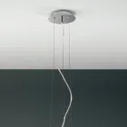 Lampada Sospesa in Vetro Bianco Soffiato e Metallo Cromato - Illumina Viadurini