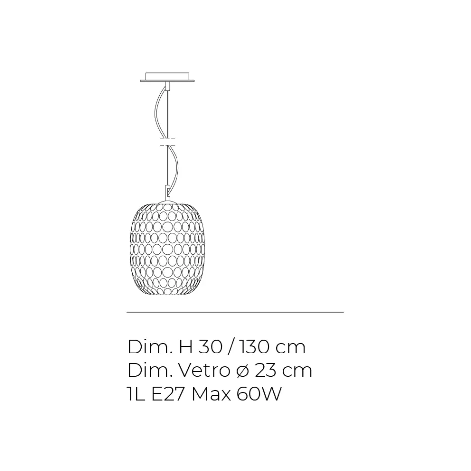Lampada Sospesa in Vetro Veneziano e Metallo Cromato Made in Italy - Calima Viadurini