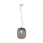 Lampada Sospesa in Vetro Veneziano e Metallo Cromato Made in Italy - Calima Viadurini
