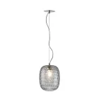 Lampada Sospesa in Vetro Veneziano e Metallo Cromato Made in Italy - Calima Viadurini