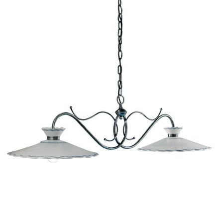 Lampada Sospesa Lineare 2 Luci Ceramica Effetto Ricamo Artigianale - Ravenna Viadurini