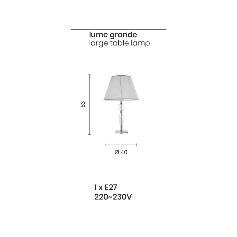 Lampada Tavolo Classica in Vetro Fatto a Mano Rigaton e Metallo - Fievole Viadurini