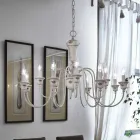 Lampadario 12 Luci Artigianale Ceramica Dipinta a Mano e Ottone - Sanremo Viadurini