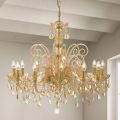 Lampadario 12 Luci Artigianale in Vetro di Venezia e Metallo - Fiorentino