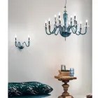 Lampadario 12 Luci Classico in Vetro Fatto a Mano e Cristallo - Mariangela Viadurini