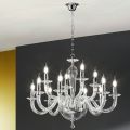 Lampadario 12 Luci Classico in Vetro Trasparente Fatto in Italia - Rapallo