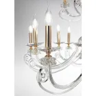 Lampadario 18 Luci in Vetro Soffiato e Cristallo di Lusso Classico - Cassea Viadurini