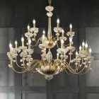 Lampadario 24 Luci Classico in Porcellana e Vetro Soffiato Lusso - Eteria Viadurini