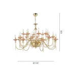 Lampadario 24 Luci Classico in Vetro, Cristallo e Metallo Lusso - Flanders Viadurini