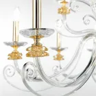 Lampadario 24 Luci in Vetro Soffiato e Cristallo di Lusso Classico - Cassea Viadurini