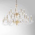 Lampadario 24 Luci in Vetro Soffiato e Cristallo di Lusso Classico - Cassea