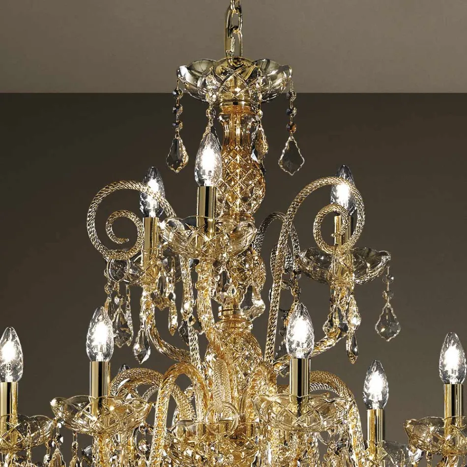 Lampadario 27 Luci in Vetro Veneziano Fatto a Mano in Italia - Fiorentino Viadurini