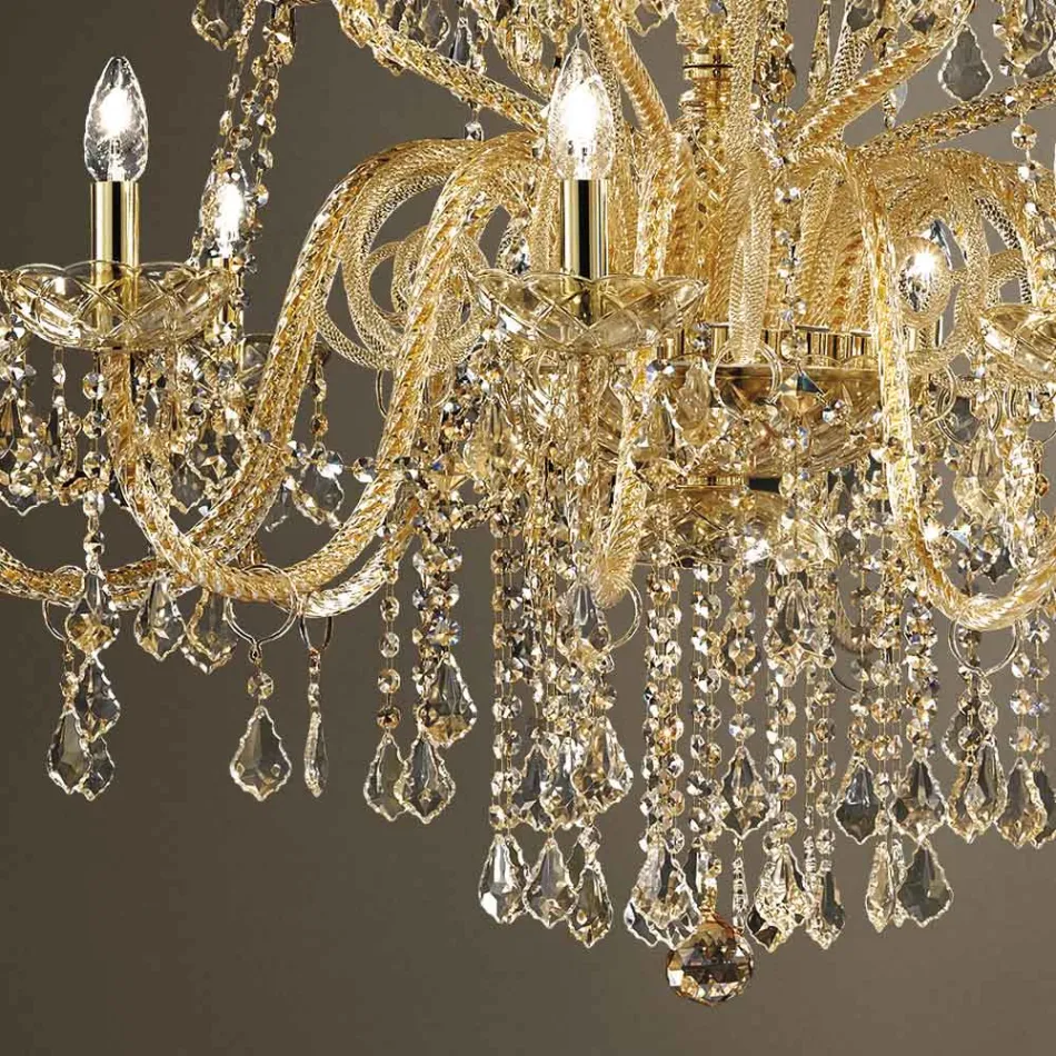 Lampadario 27 Luci in Vetro Veneziano Fatto a Mano in Italia - Fiorentino Viadurini