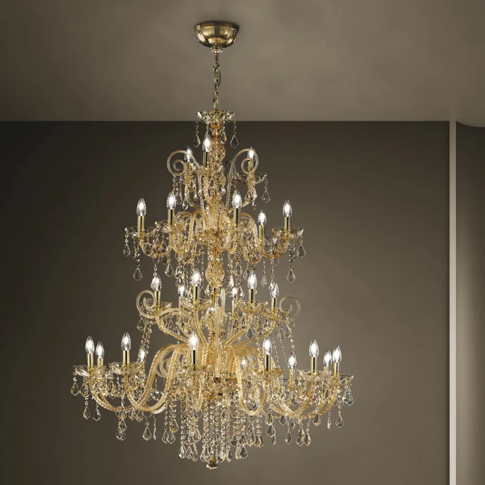 Lampadario 27 Luci in Vetro Veneziano Fatto a Mano in Italia - Fiorentino Viadurini