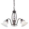 Lampadario 3 o 5 Luci in Ferro, Ceramica Dipinta a Mano e Vetro - Ferrara