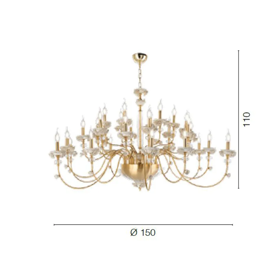 Lampadario 30 Luci Classico in Porcellana e Vetro Soffiato Lusso - Eteria Viadurini