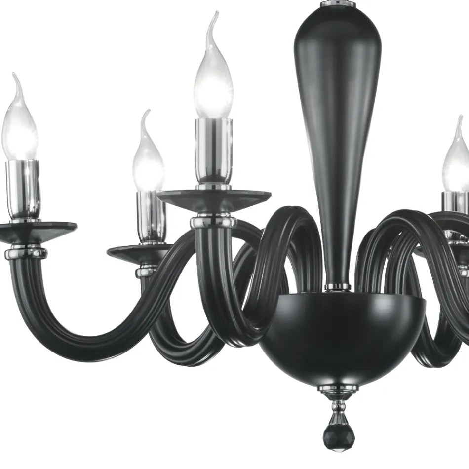 Lampadario 6 Luci Classico in Vetro Trasparente a Mano Italiano - Rapallo Viadurini