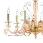 Lampadario 6 Luci in Vetro Soffiato e Cristallo di Lusso Classico - Cassea Viadurini