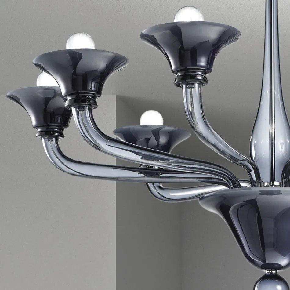 Lampadario 8 Luci Artigianale in Vetro Veneziano Made in Italy - Ismail Viadurini