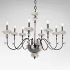 Lampadario 8 Luci Classico in Porcellana e Vetro Soffiato Lusso - Eteria Viadurini
