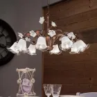 Lampadario 8 Luci in Ferro e Vetro Sabbiato con Rose di Ceramica - Siena Viadurini