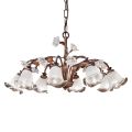 Lampadario 8 Luci in Ferro e Vetro Sabbiato con Rose di Ceramica - Siena
